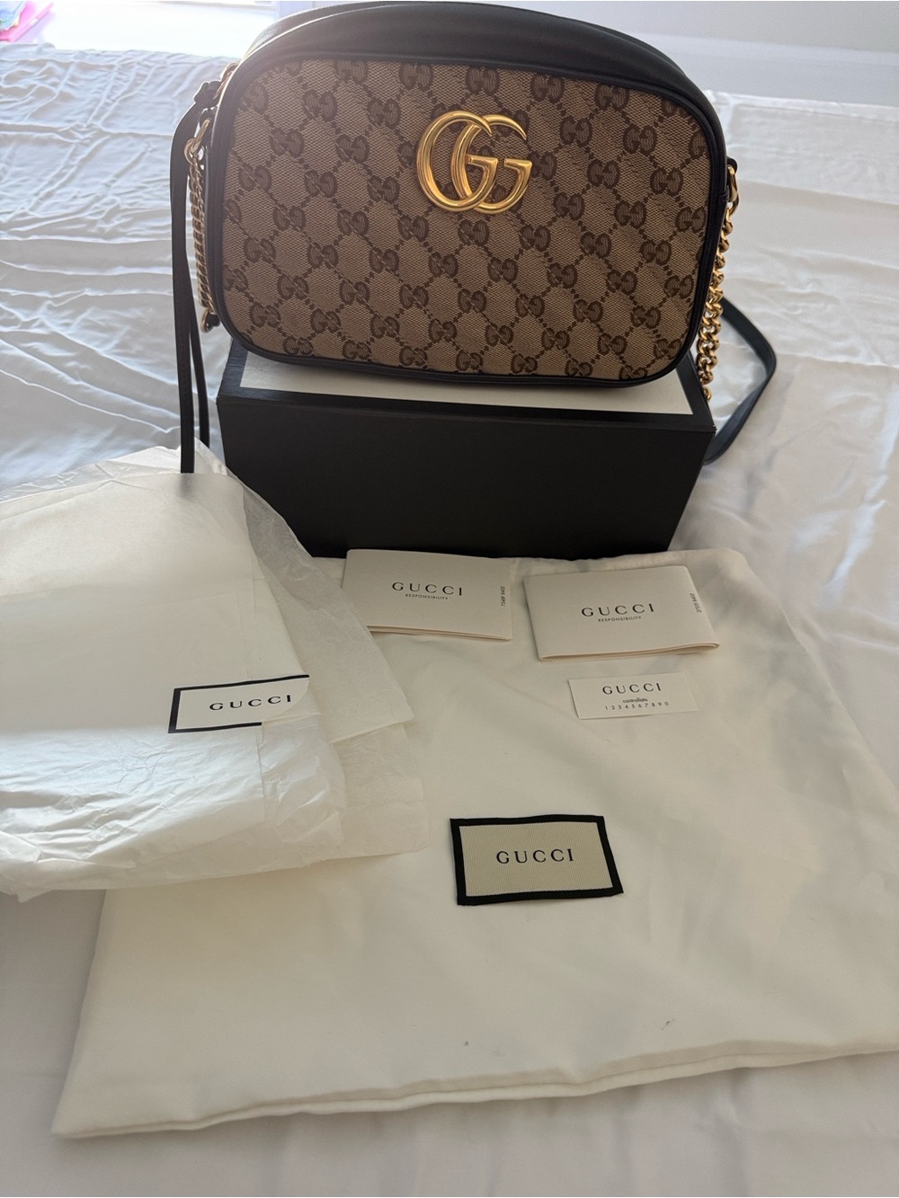 Gucci GG Marmont Small Camera Bag 447632 Beige/Ebony